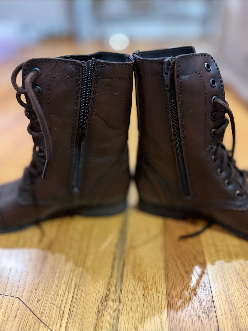 Steve Madden Brown Lace-Up Combat Boots - Picture 2 of 9